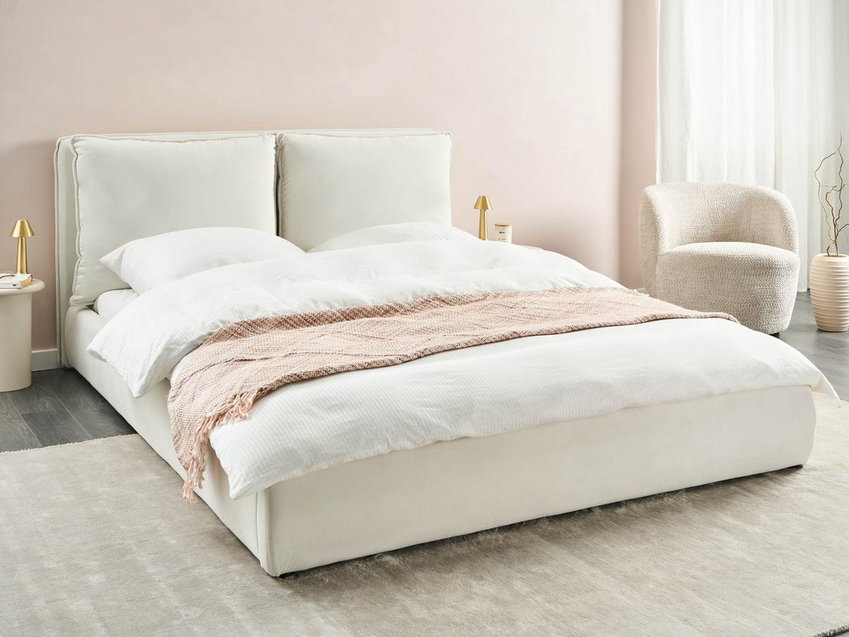 WASSERBETT 160/200 cm Cremeweiß Bajonna - Schwarz/Weiß, Textil (160/200cm) - Beliani