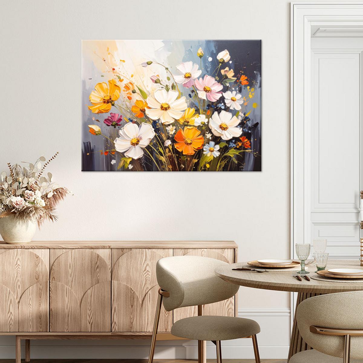LEINWANDBILD Bunte Feldblumen Natur 120x80cm - Multicolor, Textil (120/80cm) - Feeby