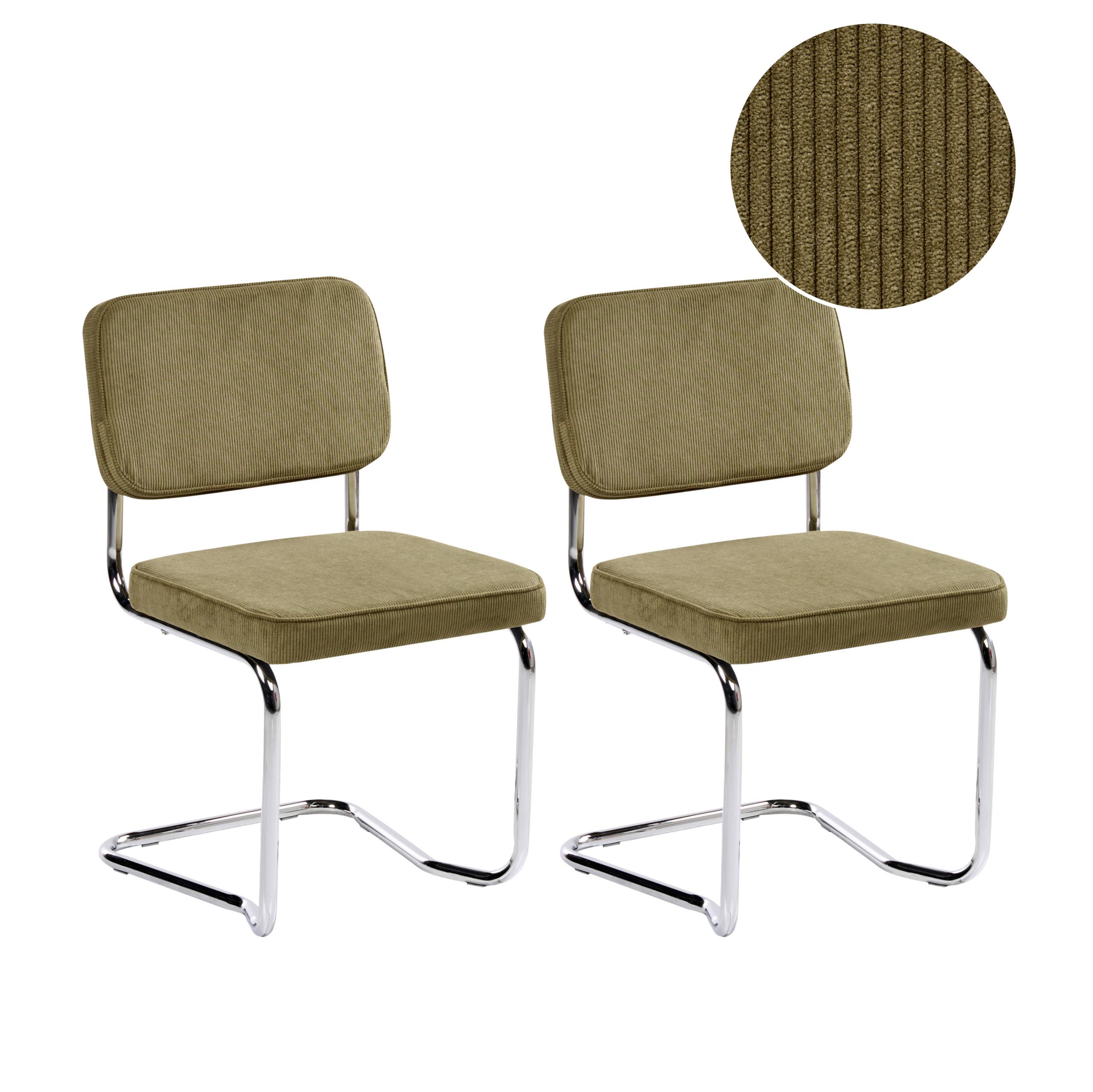 ESSZIMMERSTUHL Grün Irwin - Silberfarben/Olivgrün, Textil (50/85/53cm) - Beliani
