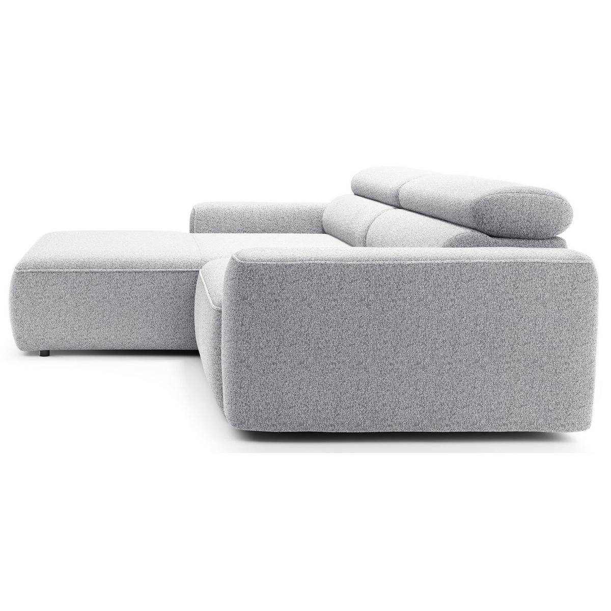ECKSOFA Fando mit Schlaffunktion, L-Form, 4-Sitzer 252 cm, links Flechtstoff Hellgrau - Hellgrau/Schwarz, Kunststoff/Textil (252/182cm) - Selsey
