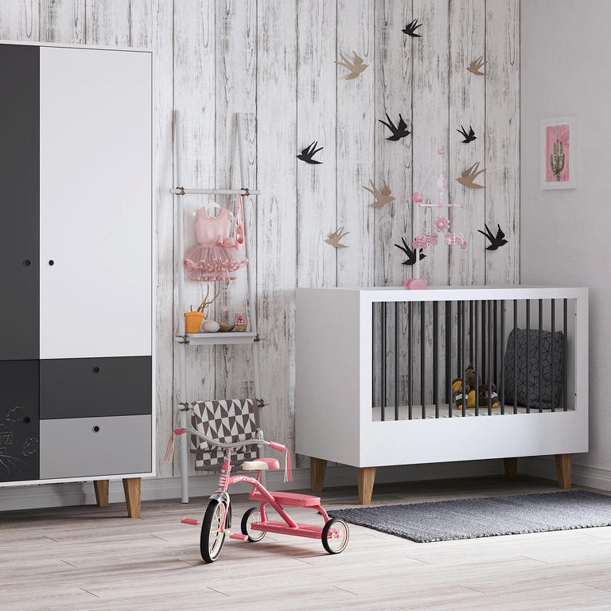 SCHRANK grau und schwarz - Grau, Holzwerkstoff (103.5/201.5/55cm) - Petits-meubles