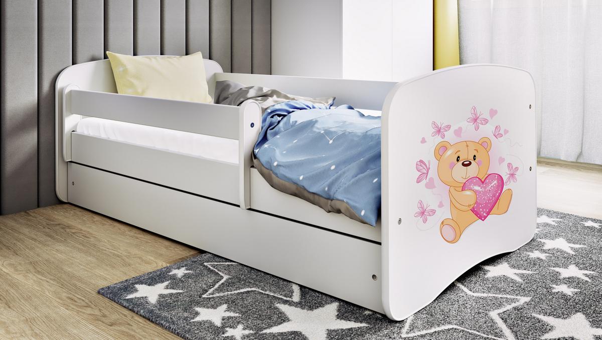 KINDERBETT Schmetterlingsbär mit Schublade 180/80 90/61/184 - Weiß, Holzwerkstoff (80/180cm) - RAUMHIRSCH FURNITURE