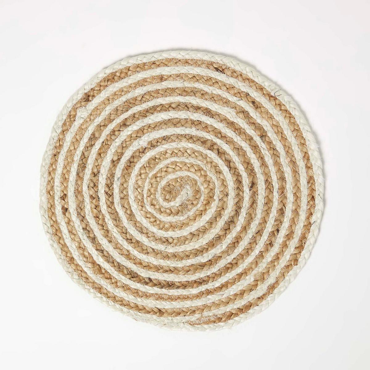 JUTE-TISCHSET Spiral creme-natur, 4er-Set Platzsets rund geflochten, 40 cm - Naturfarben, Naturmaterialien (40/40cm) - Homescapes