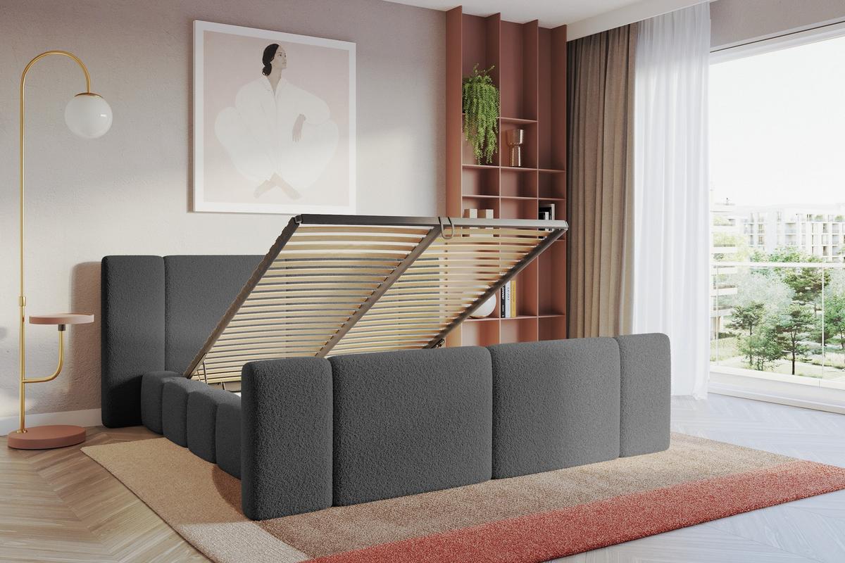 POLSTERBETT mit Bettkasten, Fußteil und Lattenrost, Bett mit Matratze H3/H4 - NILO-Z 120x200 Grau - Grau, Holzwerkstoff/Textil (120/200cm) - ALTDECOR