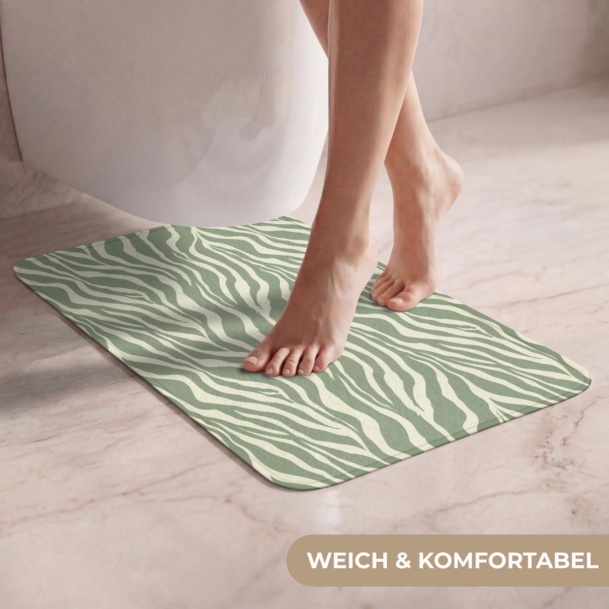 WC-VORLEGER Zebra - Motiv - Grün WC Teppich 40x60 cm - Salbeigrün, Textil (40/1cm) - OnlyWow