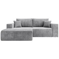 ECKSOFA Farese Mini mit Cordbezug Hellgrau, links - Hellgrau/Schwarz, Textil (240/167cm) - Selsey