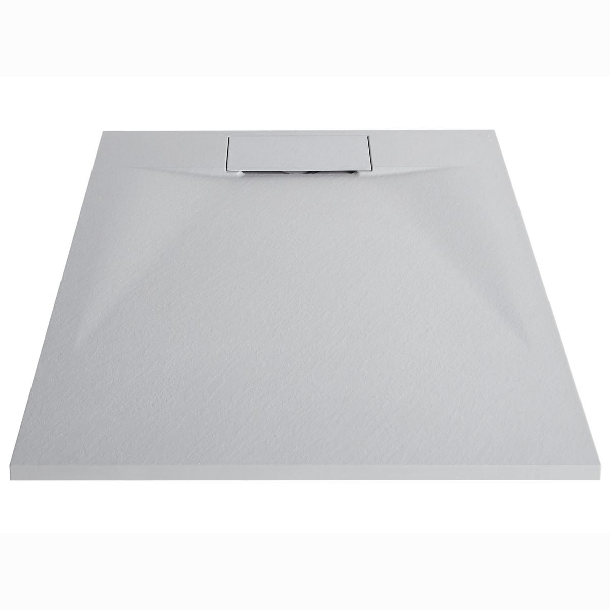 DUSCHWANNE 80/100/3 cm Grau Azzurro - Dunkelgrau/Grau, Kunststoff (100/3/80cm) - Beliani