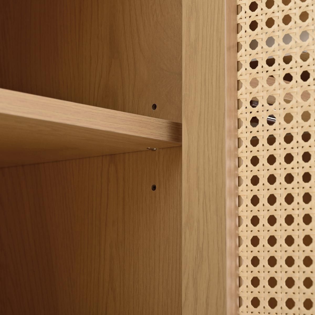 SCHUHSCHRANK natur rattan-optik mit 3 türen und schublade - Naturfarben, Holzwerkstoff (120/106/35cm) - Urban Meuble