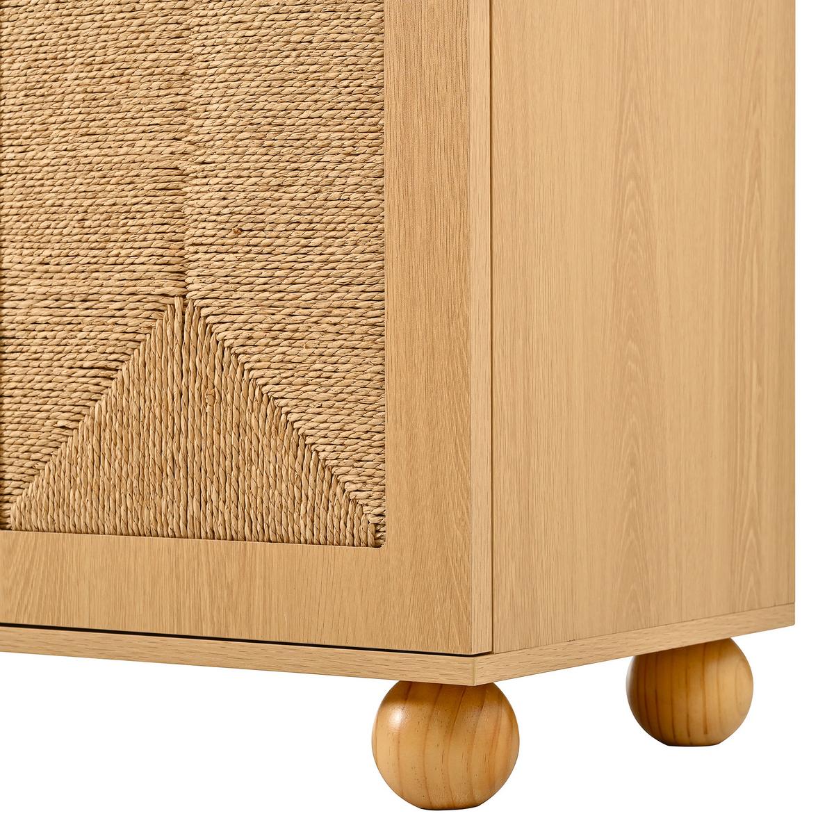 KÜCHENSCHRANK Hochschrank Natur mit Geflecht-Türen & offenen Fächern 80x180cm - Naturfarben, Holzwerkstoff (80/180/40cm) - Urban Meuble
