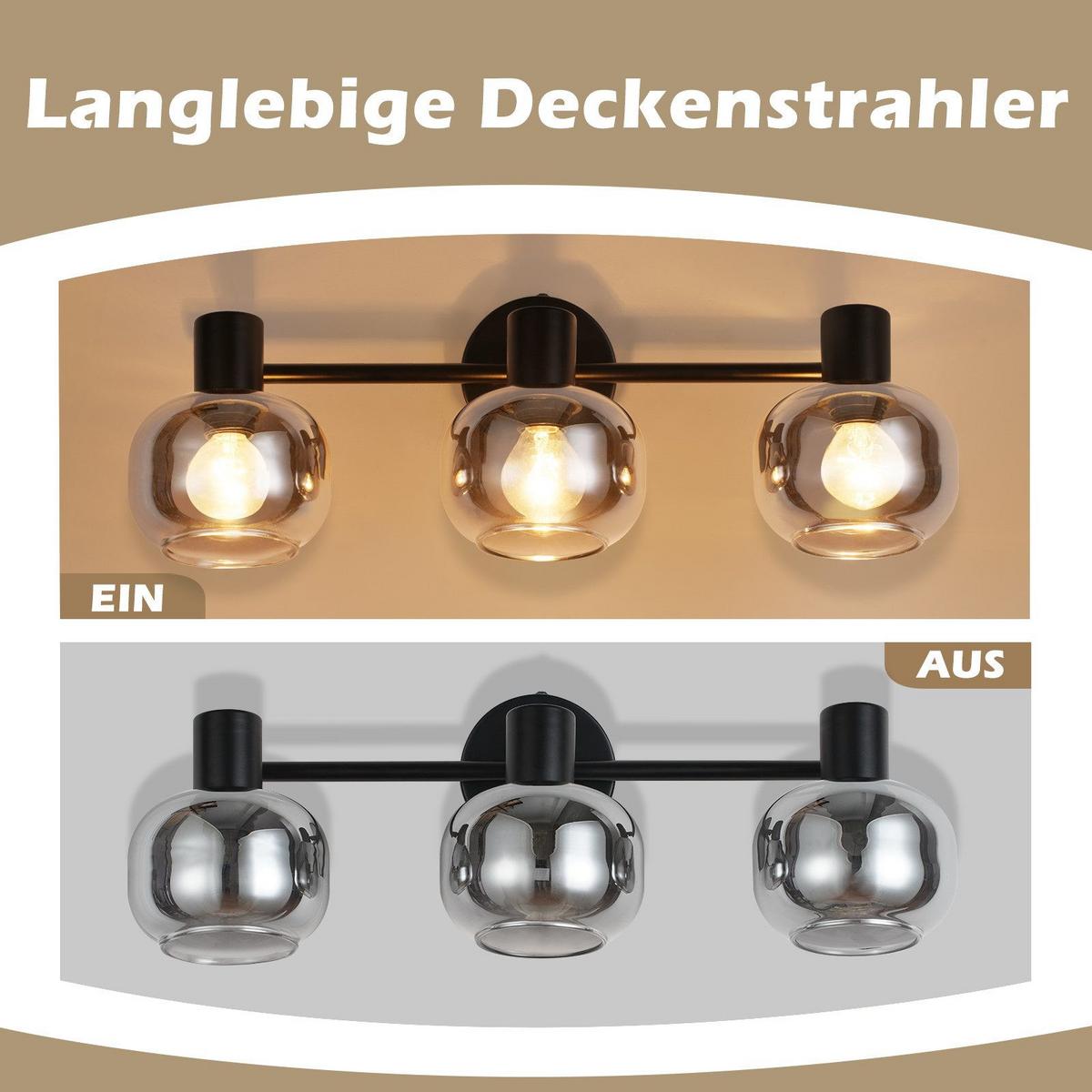 DECKENSTRAHLER Cottbus 3-flammig 38.5/11/19.5 cm - Schwarz, Metall (38.5/11/19.5cm) - Nettlife
