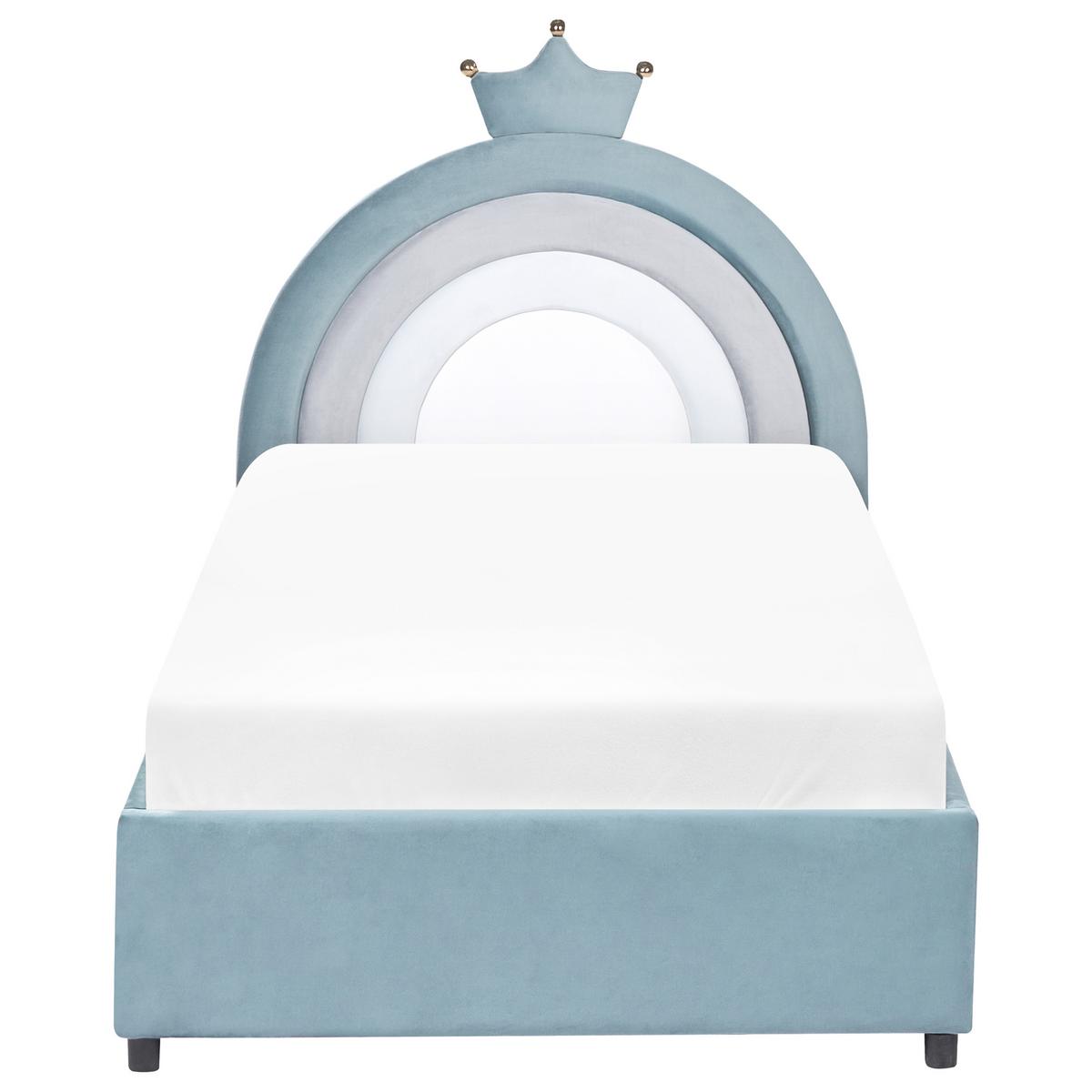KINDERBETT mit Stauraum 90/200 Samtstoff Blau Grisetot - Blau, Textil (90/200cm) - Beliani