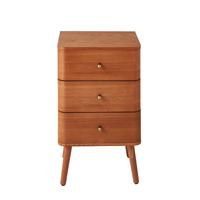 NACHTTISCH mit 3 Schubladen und abgerundeten Kantenfronten 35/71/42 cm - Eschefarben, Holzwerkstoff (35/71/48cm) - Calicosy