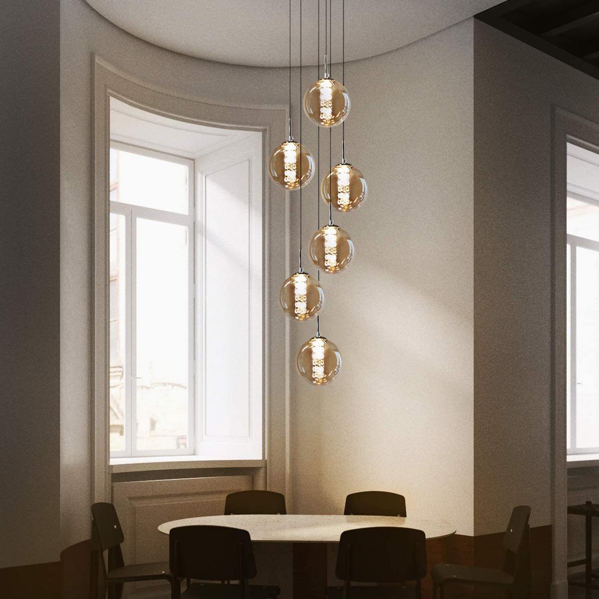 LED-HÄNGELEUCHTE Brilvind 30/30/150 cm - Bernsteinfarben, Glas (30/30/150cm) - ZMH