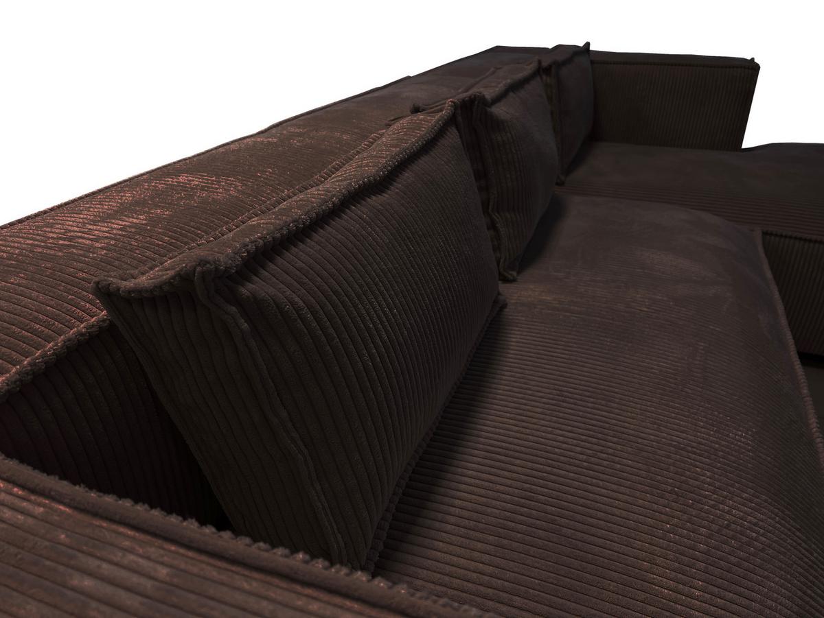 ECKSOFA Nova Dunkelbraun Cord - Dunkelbraun/Schwarz, Holz/Kunststoff (262/176cm) - S-Style Möbel