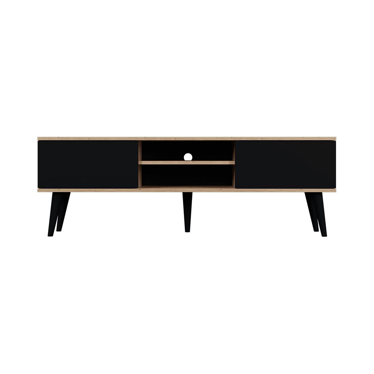 TV-MÖBEL Toronto Schwarz und Holz - Schwarz/Braun, Holzwerkstoff (160/55/35cm) - Petits-meubles