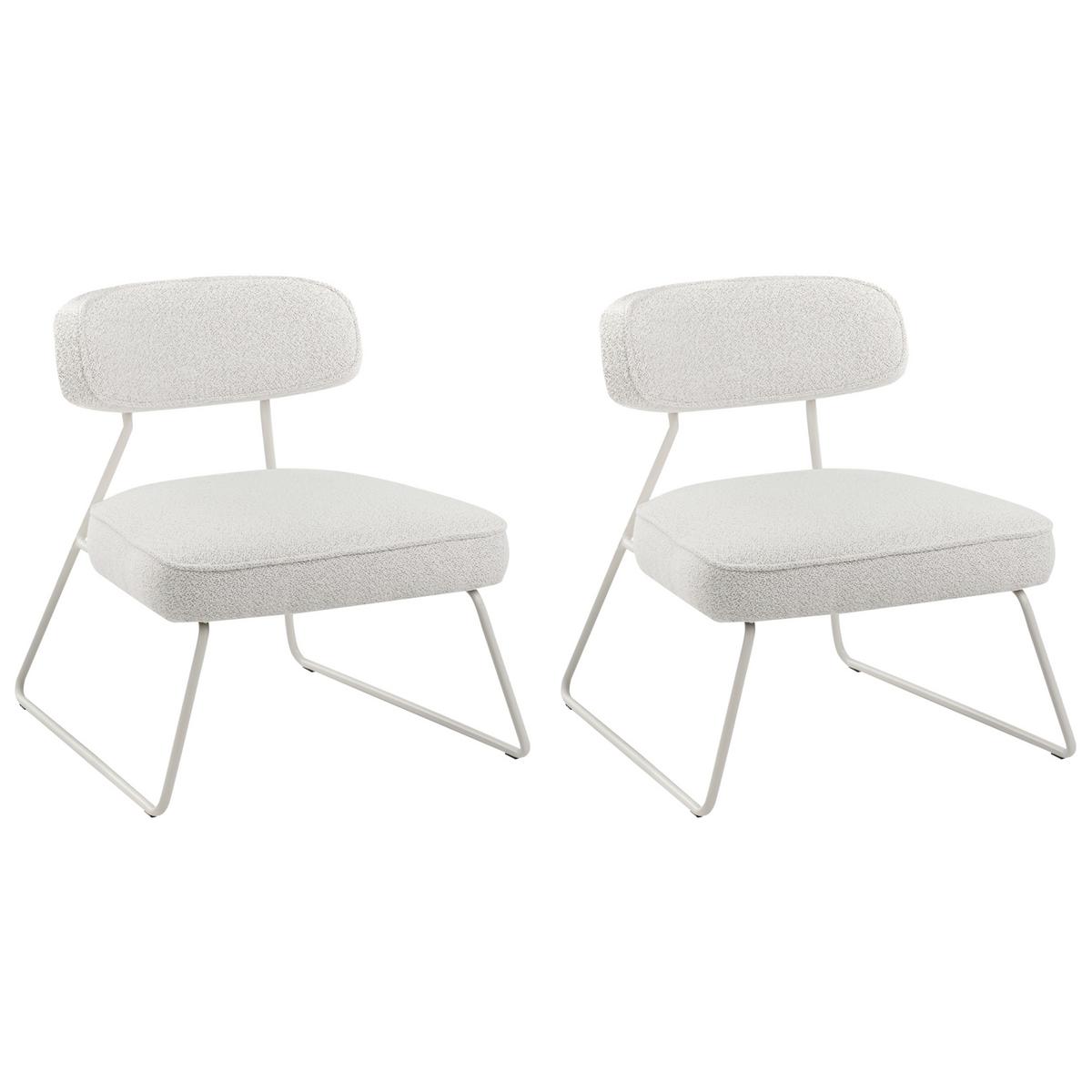 SESSEL 2er-Set Cremeweiß Frovi - Weiß, Textil (66/73/74cm) - Beliani