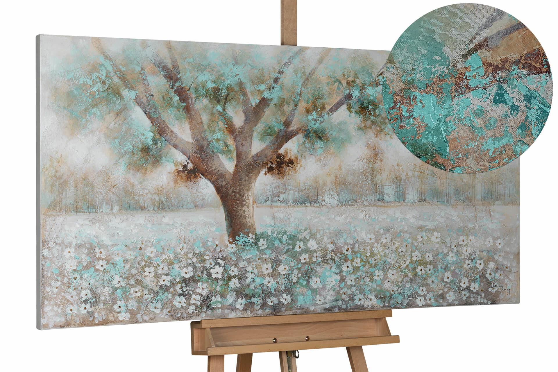 ÖLGEMÄLDE 140/70 cm - Weiß/Braun, Holz/Textil (140/70cm) - KUNSTLOFT