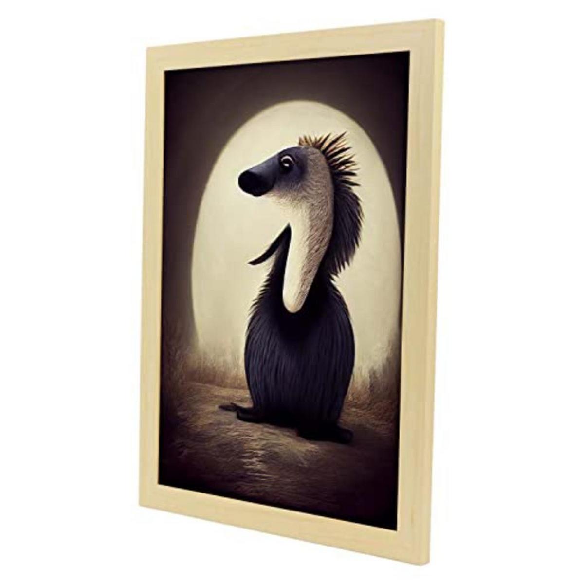 POSTER Set mit 4 Tier Braun im T Burton Goth Stil A3 Rahmen aus hellem Holz - Beige, Papier (29.7/3cm) - Nacnic