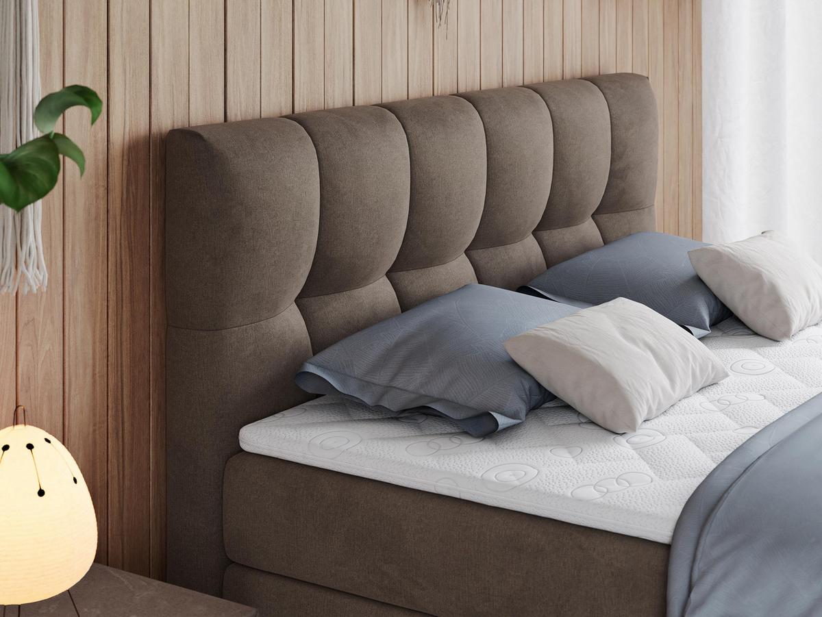 BOXSPRINGBETT ALVIN KING 120/200 Braun Velvet - H4 - Braun, Holz/Textil (120/200cm) - MKS