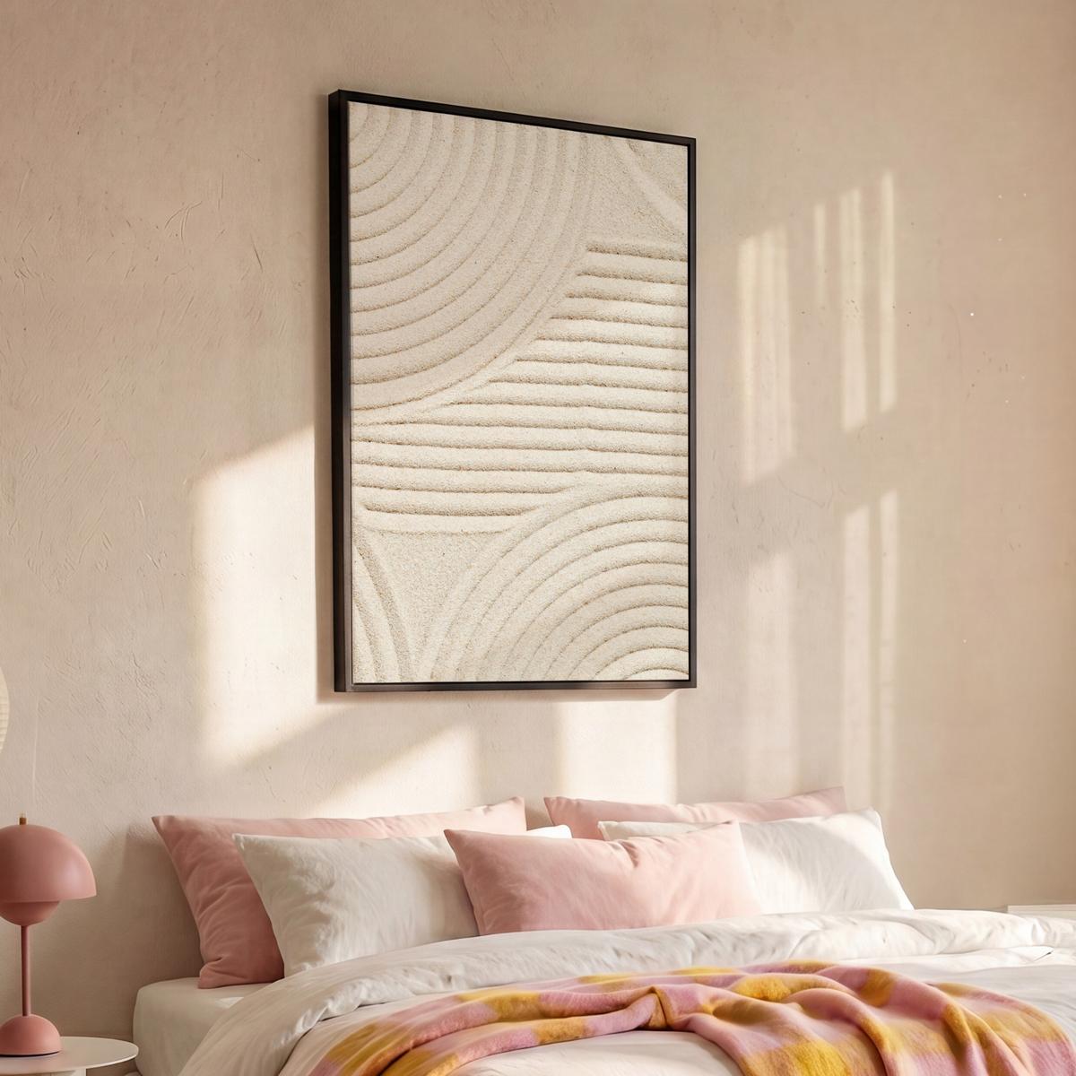 LEINWAND Bilder mit Rahmen - Muster - Abstrakt - Weiß - 80x120 - Beige, Textil (80/120cm) - MuchoWow