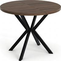 ESSTISCH Valeo runder ausziehbarer, Walnuss Braun 100-180/100/76 cm - Walnussfarben/Schwarz, Holzwerkstoff/Metall (180/100/76cm) - WFL GROUP
