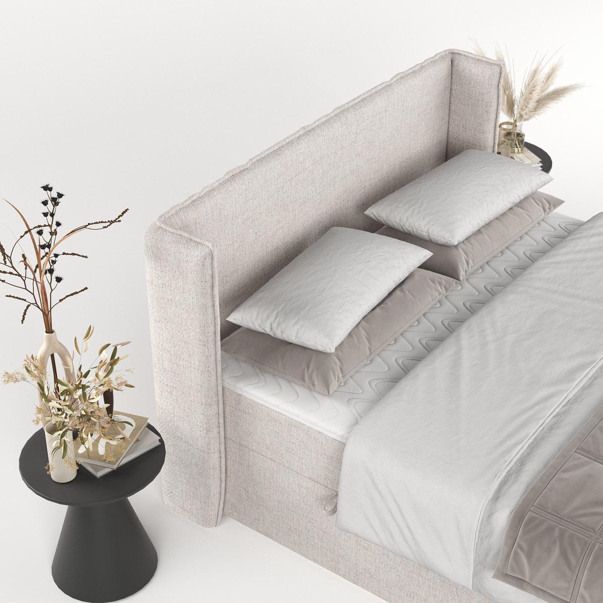 BOXBETT Viva 160/200 cm Hellbeige im Neve Stoff - Sandfarben/Schwarz, Holz/Holzwerkstoff (160/200cm) - AltaBeds