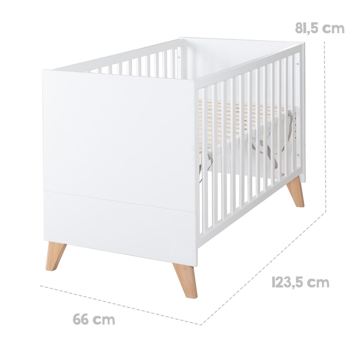 2-IN-1 BABY- & BEISTELLBETT Leon 60 x 120 - Honigeiche/Weiß, Holz (60/120cm) - Roba