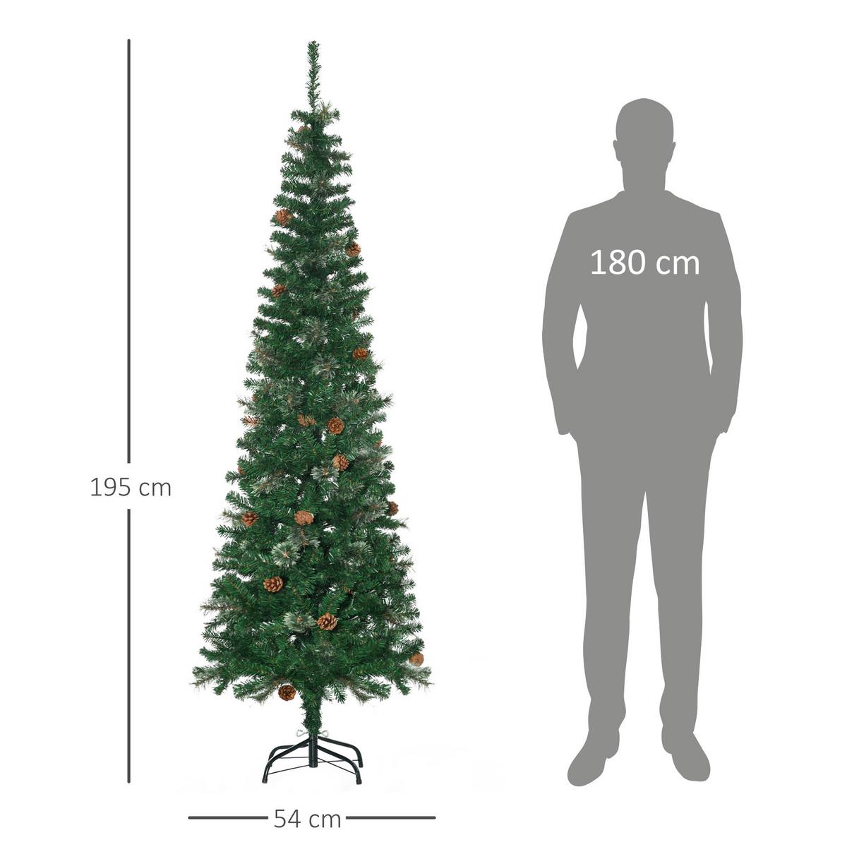 KÜNSTLICHER-WEIHNACHTSBAUM, 195 cm Christbaum mit 556 Spitzen für Weihnachten - Grün, Kunststoff/Metall (195cm) - HOMCOM