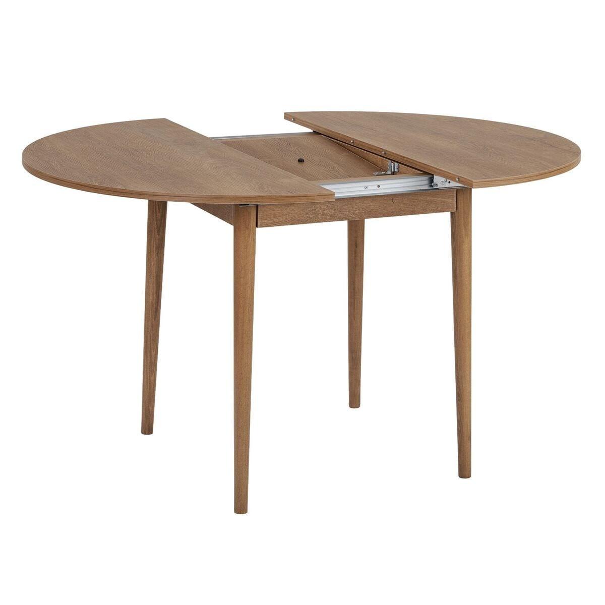 ESSTISCH ausziehbarer von 100 bis 131 cm mit runder Tischplatte 100/100/75 cm - Eichefarben, Holzwerkstoff (111/100/75cm) - Calicosy