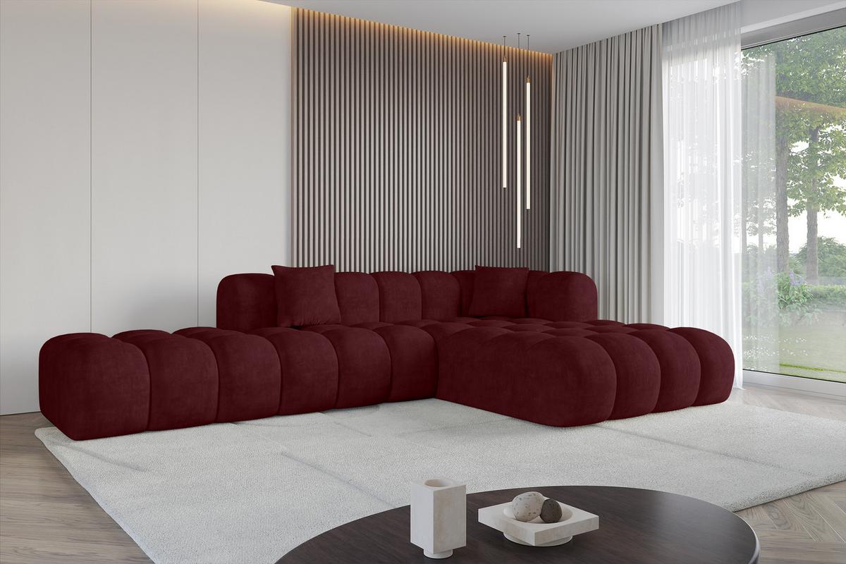 ECKSOFA Ottomane Rechts OLEA-L2 - 289x176x71 cm Bordeaux - Bordeaux/Schwarz, Holzwerkstoff/Kunststoff (289/176cm) - ALTDECOR