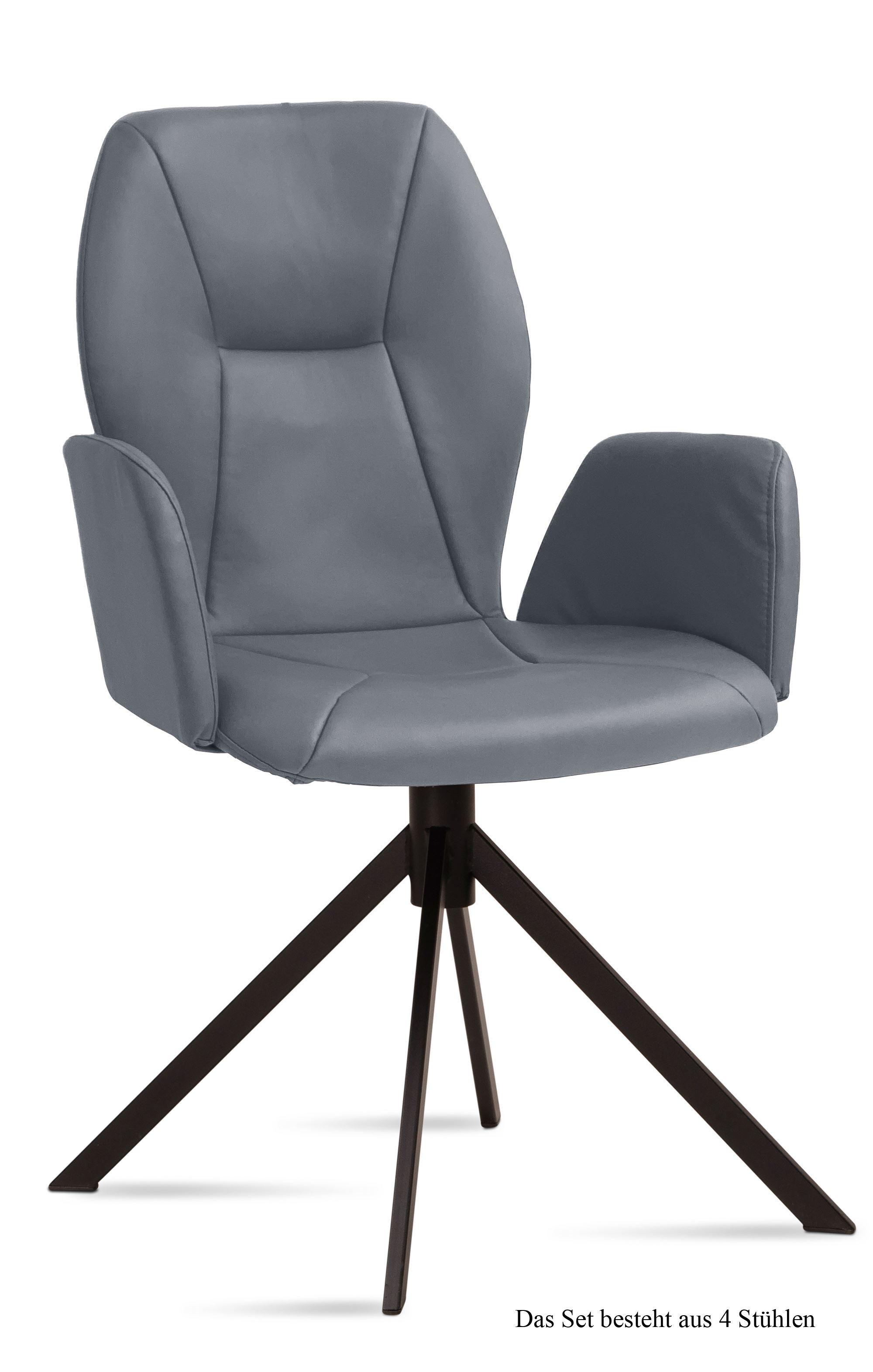 ARMLEHNSTUHL (4er-Set) Davita 58x92x60 Schwarz/Grau - Schwarz/Grau, Kunststoff (60/92/58cm) - 58aufmkessel