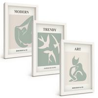 BILDER SET 3er Set - 20x30 cm Weißer Rahmen - Matisse abstrakte Figuren - Weiß, Kunststoff (20/30cm) - TULUP