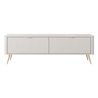LOWBOARD Vespasia 2T Beige 163,2/51/38 cm – Geriffelten Fronten - Beige/Goldfarben, Holzwerkstoff/Metall (163.2/51/38cm) - AX Living