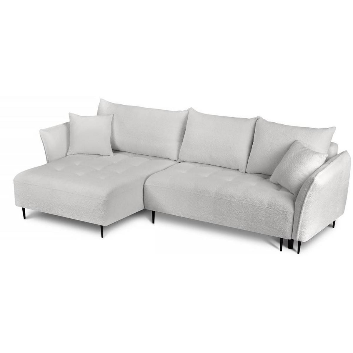 ECKSCHLAFSOFA Bari links hellgrau - Hellgrau/Schwarz, Textil (276/158cm) - Beautysofa