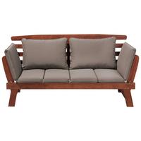 GARTENSOFA Eukalyptusholz dunkelbraun verstellbare Armlehnen 210 cm Portici - Dunkelbraun, Holz (210/82/66cm) - Beliani