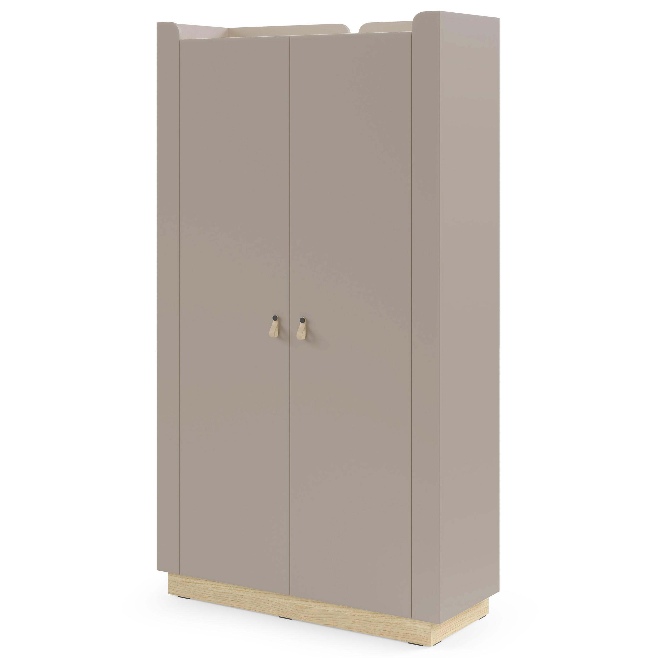 DREHTÜRENSCHRANK Sorella, 2-türig, 110 cm, für Jugendzimmer, Porcini + Eiche Mavelie - Eichefarben/Cappuccino, Leder/Holzwerkstoff (110/201/52cm) - Beautysofa