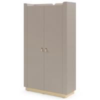 DREHTÜRENSCHRANK Sorella, 2-türig, 110 cm, für Jugendzimmer, Porcini + Eiche Mavelie - Eichefarben/Cappuccino, Leder/Holzwerkstoff (110/201/52cm) - Beautysofa