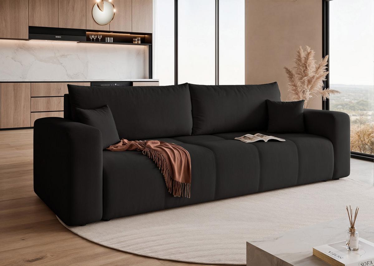 SCHLAFSOFA PEDRO mit Bettkasten Schwarz - Schwarz, Holzwerkstoff/Textil (244/79/93cm) - Idohome