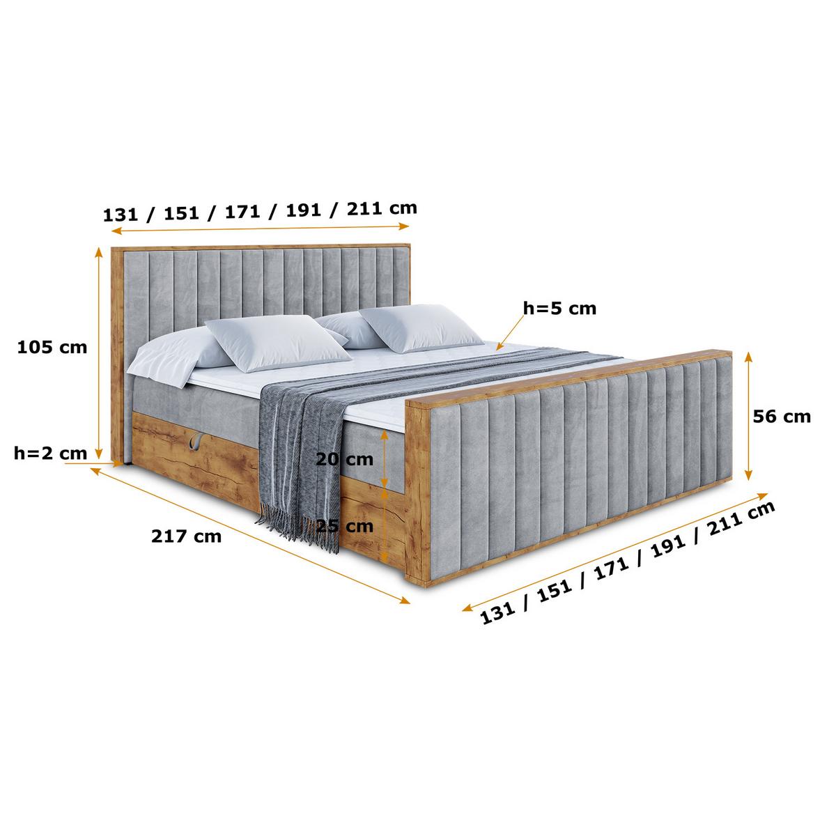 BOXBETT mit Matratze H3 und Lattenrost - LOLLI4-Z - 180x200 - Grau Casablanca - Grau, Holzwerkstoff (180/200cm) - ALTDECOR