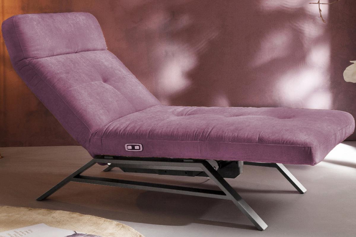 LIEGE MIT MOTORISCHER RELAXFUNKTION AMERIVA Violett Velvet Relaxfunktion - Violett/Silberfarben, Textil (80/110/158cm) - KAWOLA