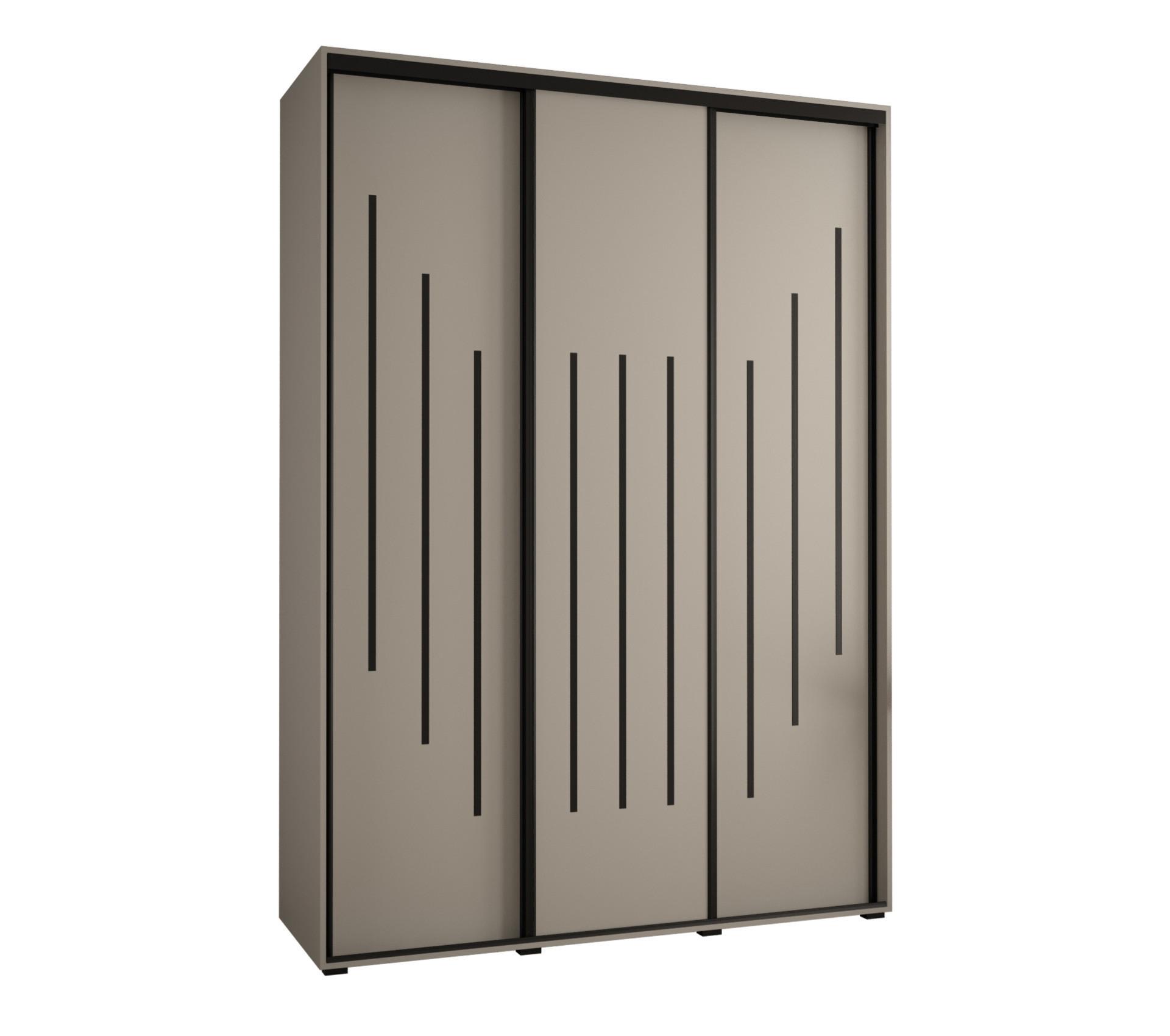 SCHWEBETÜRENSCHRANK 235,2/180/45 3-türig - Kaschmir/Schwarz, Holz/Metall (180/235.2/45cm) - MÖBEL KRYSPOL