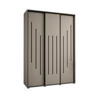 SCHWEBETÜRENSCHRANK 235,2/180/45 3-türig - Kaschmir/Schwarz, Holz/Metall (180/235.2/45cm) - MÖBEL KRYSPOL
