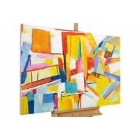 ACRYLBILD HANDGEMALT 120/80 cm - Blau/Gelb, Holz/Textil (120/80cm) - KUNSTLOFT