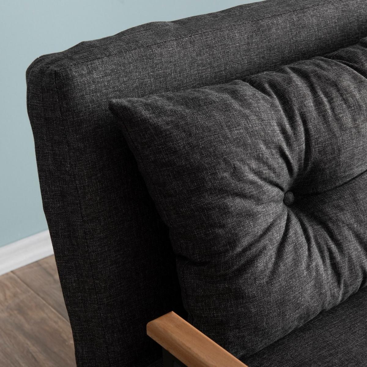 SCHLAFSOFA für 2 Personen mit Stoffbezug und Metallfüßen 133/50/41 cm - Dunkelgrau, Metall (50/41/133cm) - Calicosy