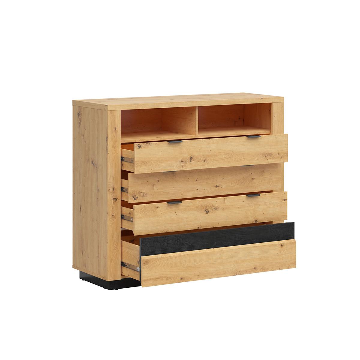 KOMMODE Glenn Holz und Schwarz - Schwarz, Holzwerkstoff (116/101/42cm) - Petits-meubles