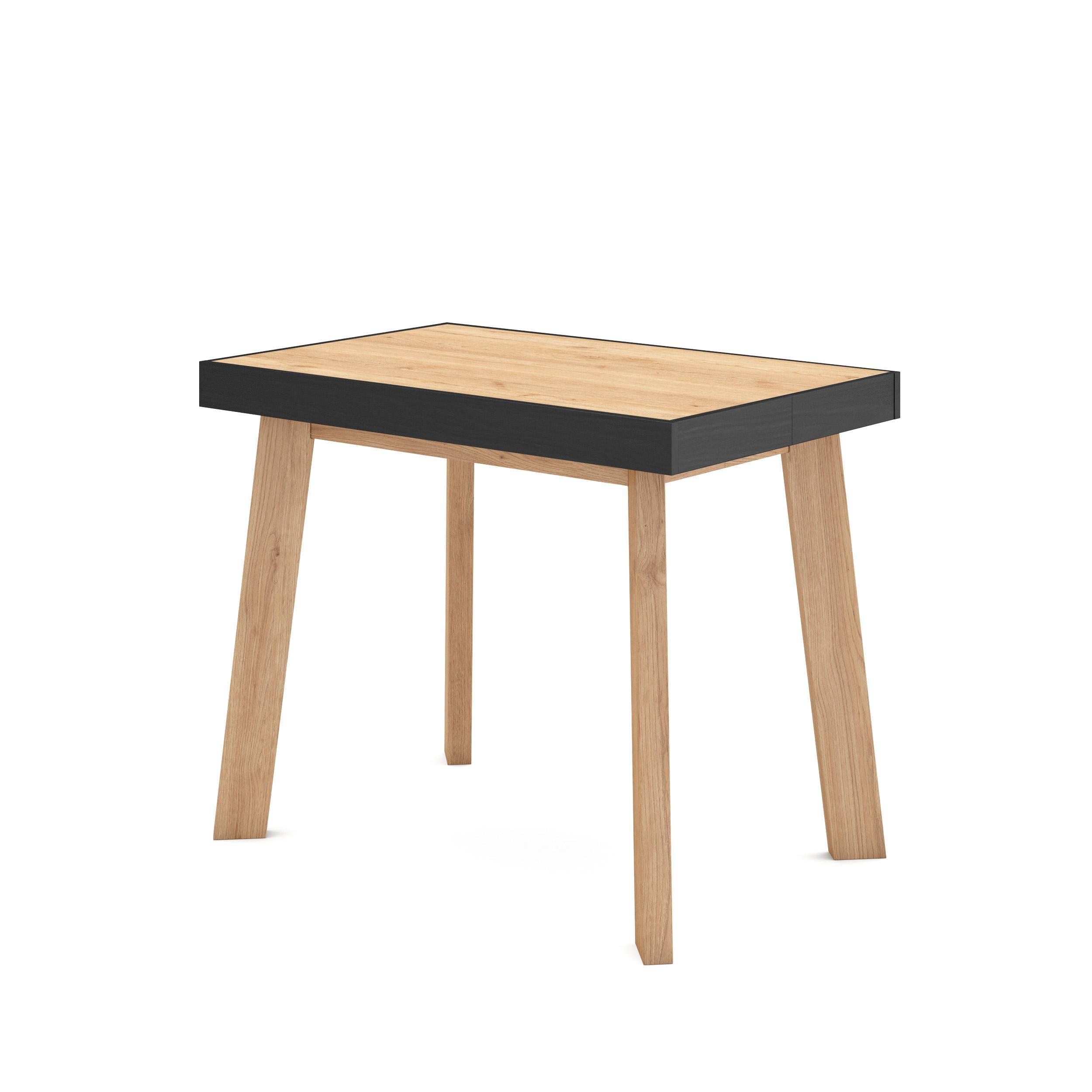 KONSOLENTISCH ausziehbar 58 bis 140cm, für 6 Gäste, eiche, schwarz, 90/58/73cm - Eichefarben/Schwarz, Holzwerkstoff (90/140/73cm) - Skraut Home