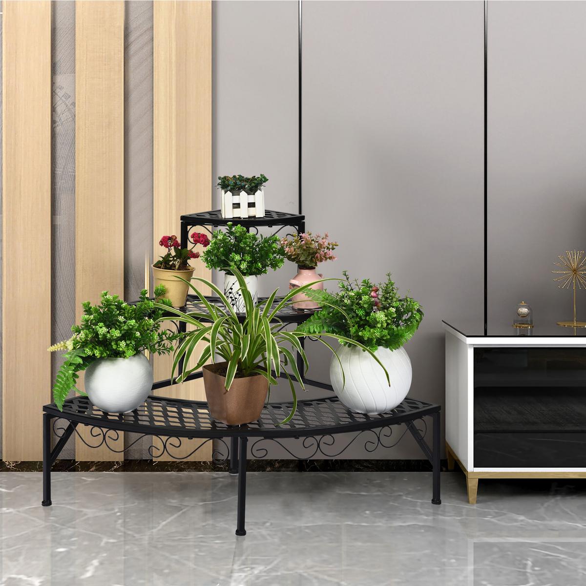 PFLANZREGAL Schwarz - Schwarz, Metall (59/60/59cm) - COSTWAY