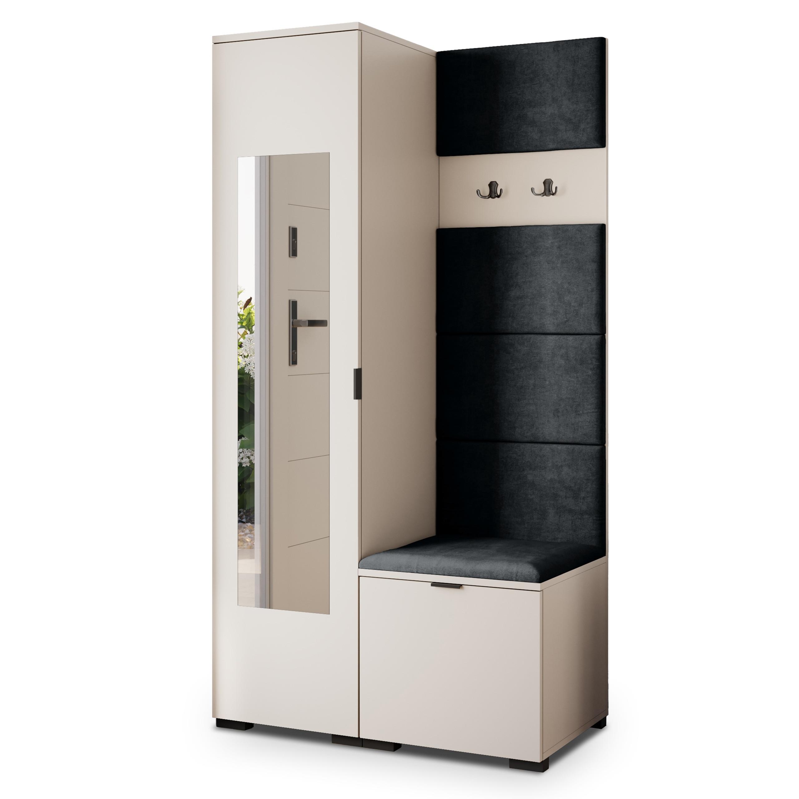 GARDEROBENSCHRANK VIRA 95/181/51 cm Modern Kaschmir - Kaschmir/Schwarz, Holzwerkstoff (95/181/51cm) - MASSENO