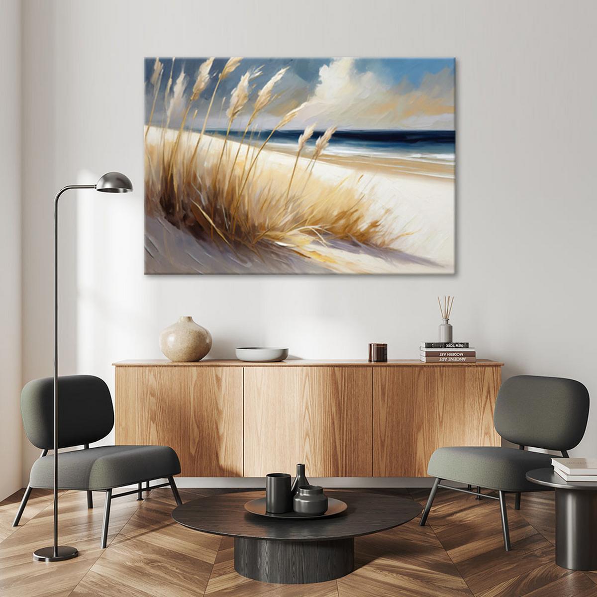 LEINWANDBILD Strand Seedünen Landschaft 60x40cm - Gelb, Textil (60/40cm) - Feeby