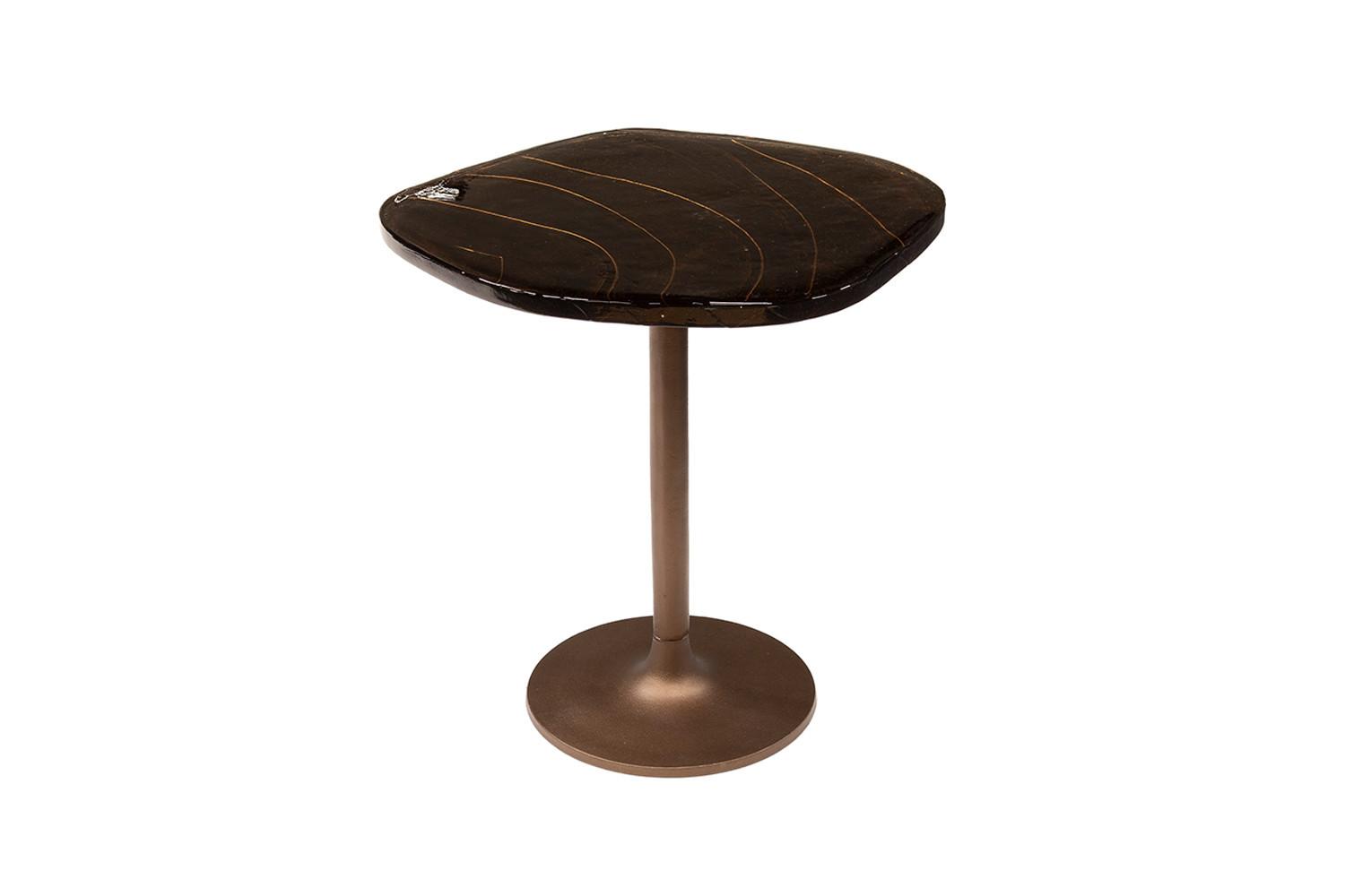 BEISTELLTISCH DARI Braun Glas - Braun/Kupferfarben, Glas/Metall (42/53/50cm) - KAWOLA
